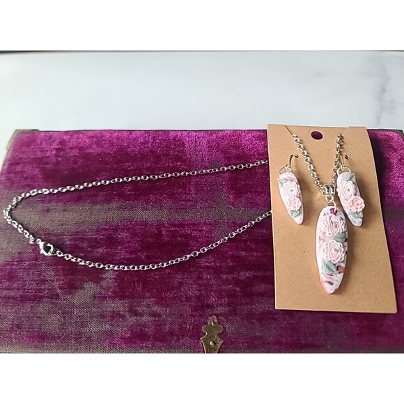 Multicolored Floral Polymer Clay Jewelry Set, NEW - Picture 2 of 10